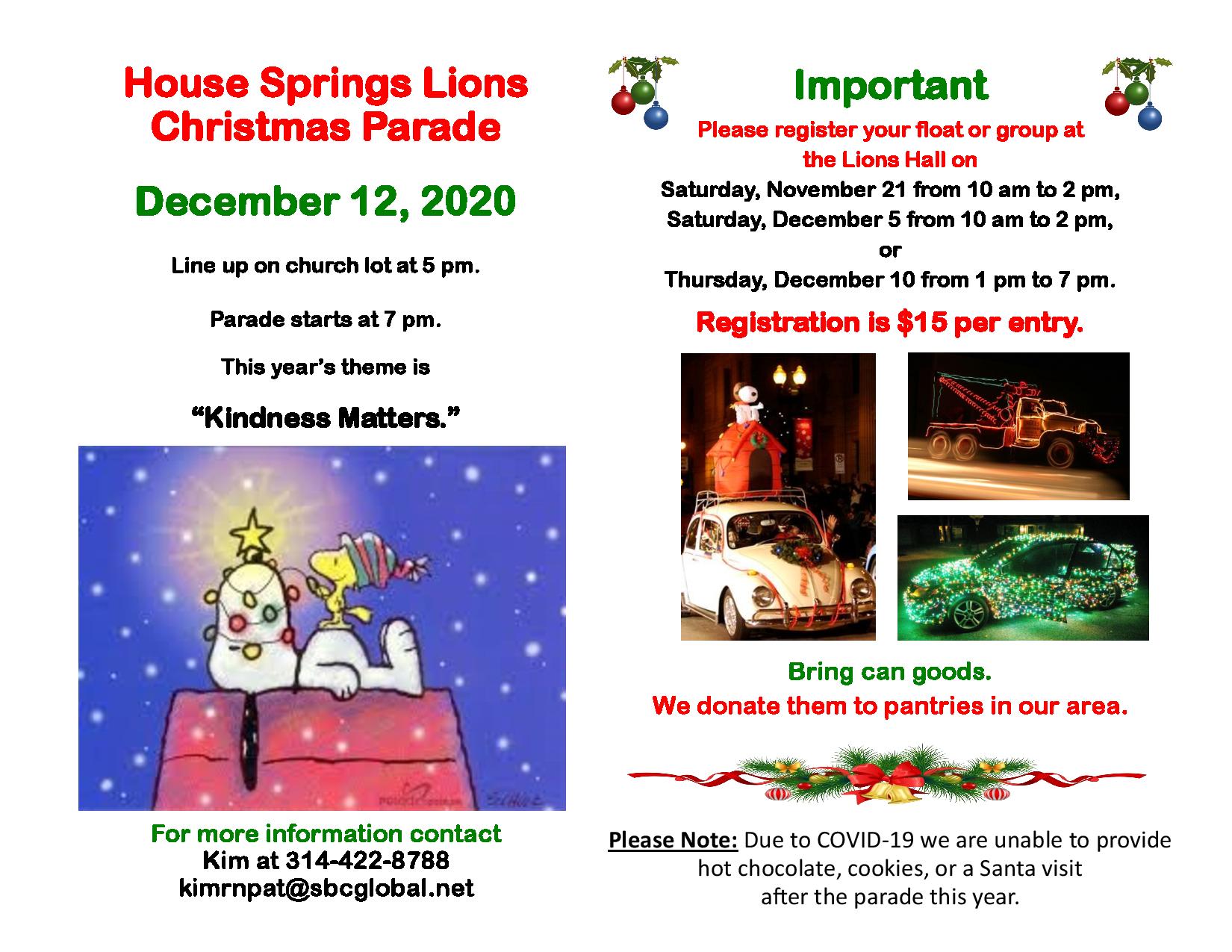 Lions Christmas Parade 2020 Flyer